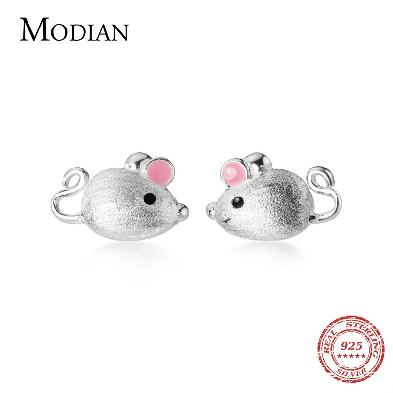 Modian модные животных серьги-гвоздики для женщин 925 стерлингового серебра эмаль