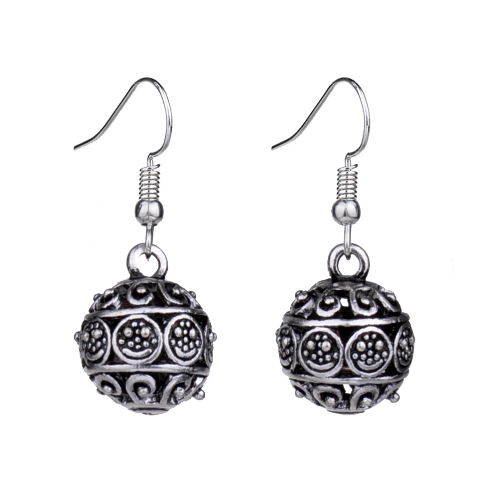 Модные серьги для женщин милые винтажные серебряные цветные полые 3D шарики