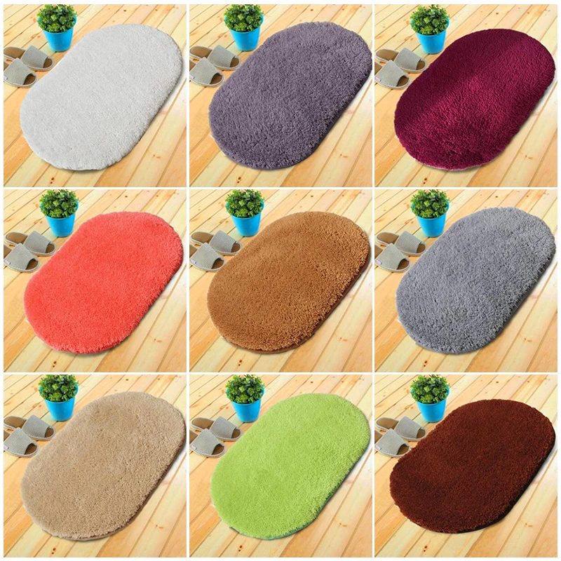 

Bath Mat Non-Slip Memory Foam Mat Bathroom Shower Coral Fleece Rugs Washable Soft Convenient Rug Ellipse Mats Bathroom Products
