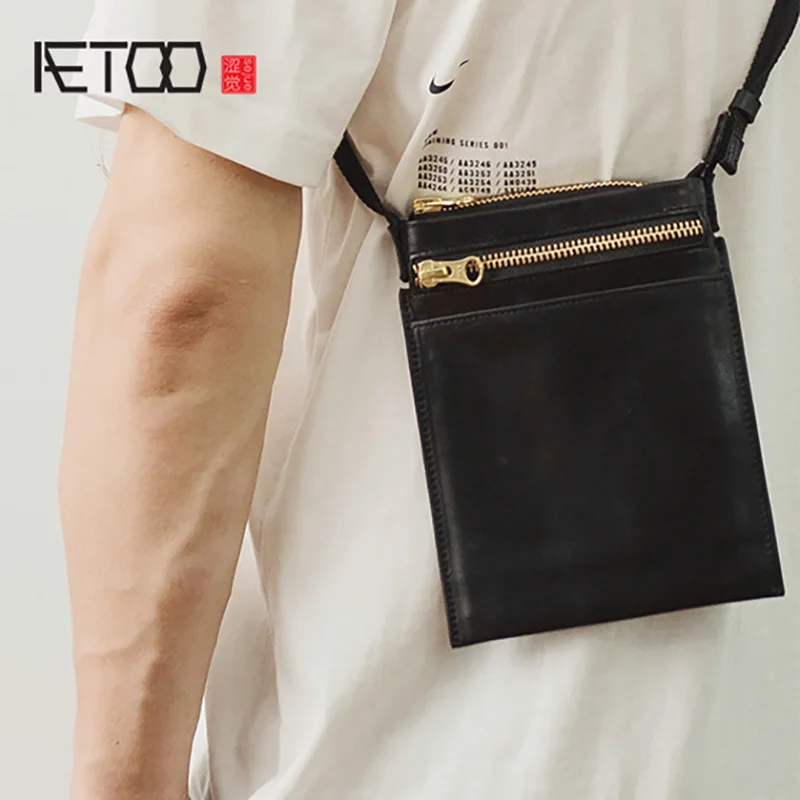AETOO Hong Kong стильная модная кожаная сумка на мобильный телефон Мужская плечо в