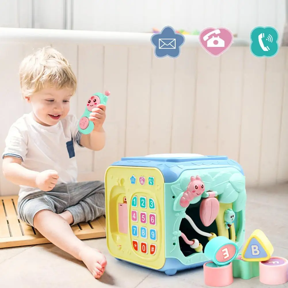 

Multifunction Musical Drum Activity Cube Shape Blocks Sorter Education Kids Toy