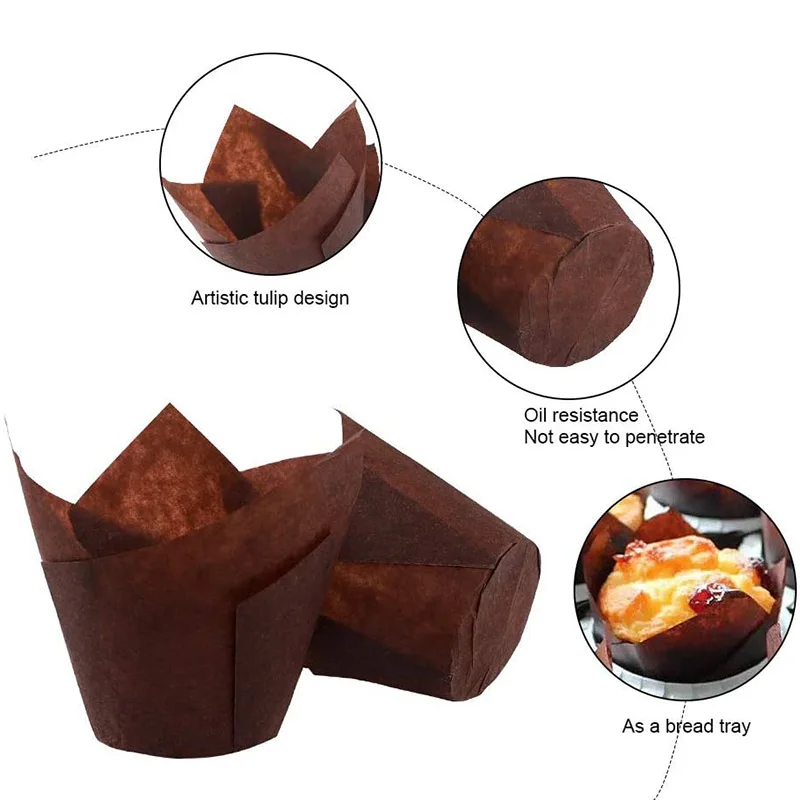 200 шт./лот тюльпаны для кексов чашки выпечки маффинов держатели рустикальная