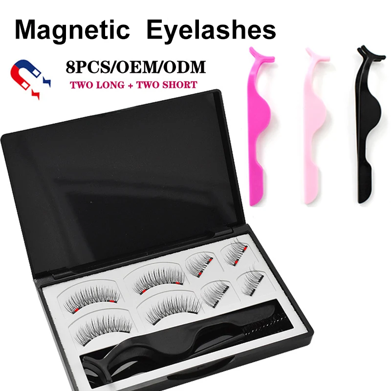 8 шт./компл. Толстые Накладные ресницы на магнитах 2 Магнит Магнитные Многоразовые