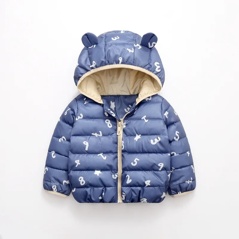 

2020 Fall Winter Hooded Color Small Ears Cute Boys and Girls Children 's Clothing Warm Down Jacket Cotton -Padded Clothes
