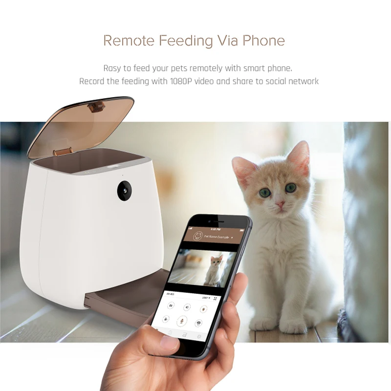 

Pet Cat Dog Feeder Pet Dispenser Smart Travel Supply Automatic Smart Slow Feeder Dispenser Fixed Time Amount Of Food APP Camera