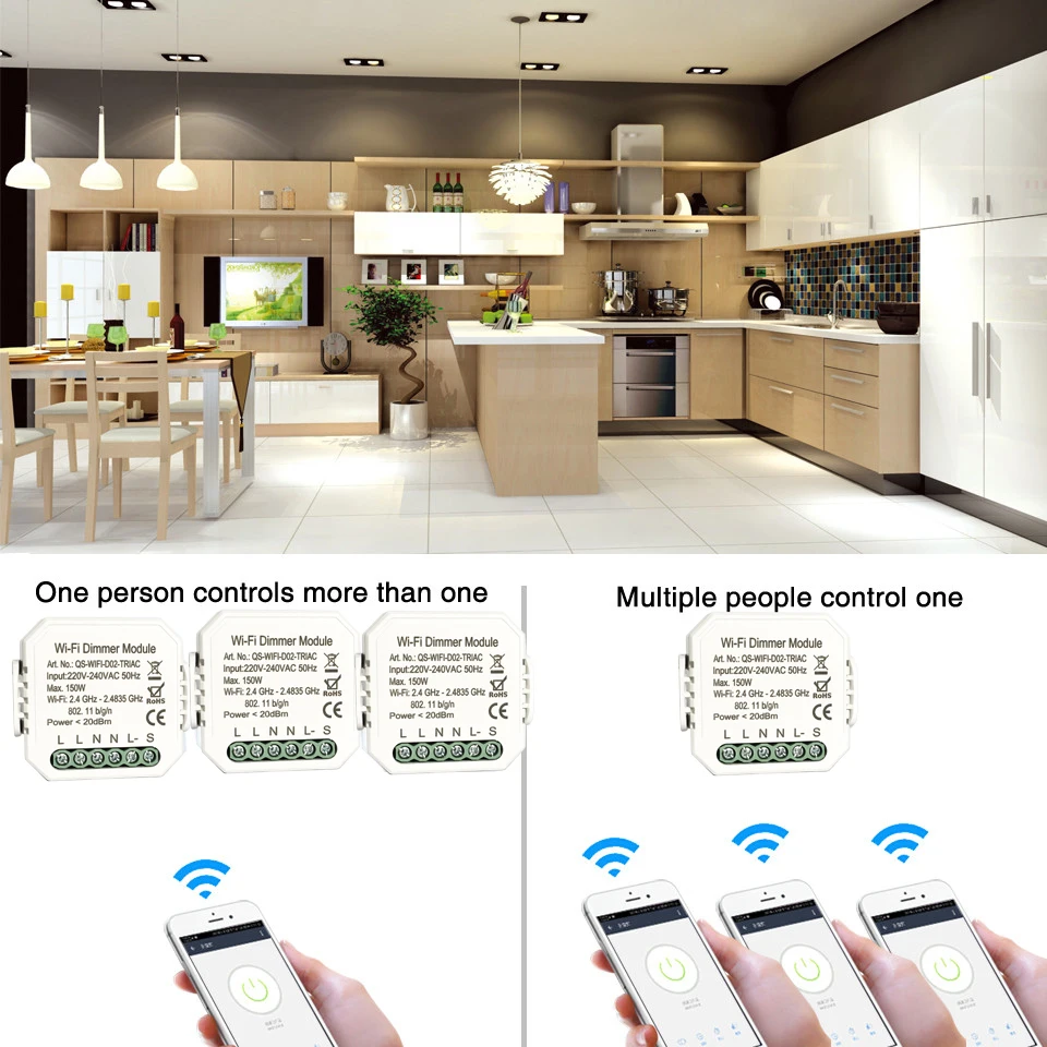 Tuya DIY Smart WiFi Light LED Dimmer Switch Remote Control 1/2 Way Works with Alexa Echo Google Home | Электроника