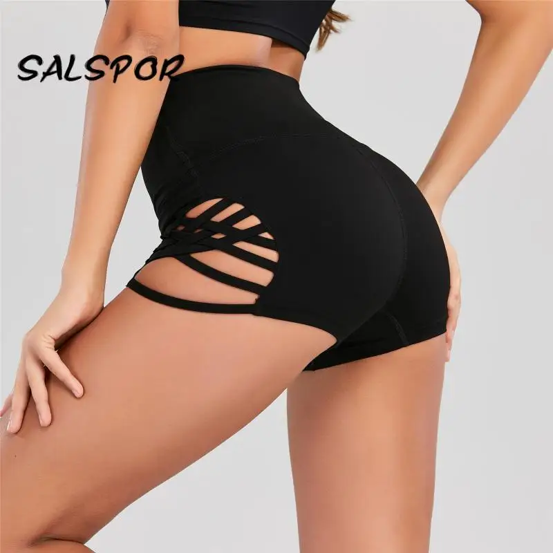 

SALSPOR Summer Sport Shorts Women High Waist Side Cross Fitness Shorts Workout Gym Casual Bottoms Skinny Athletic