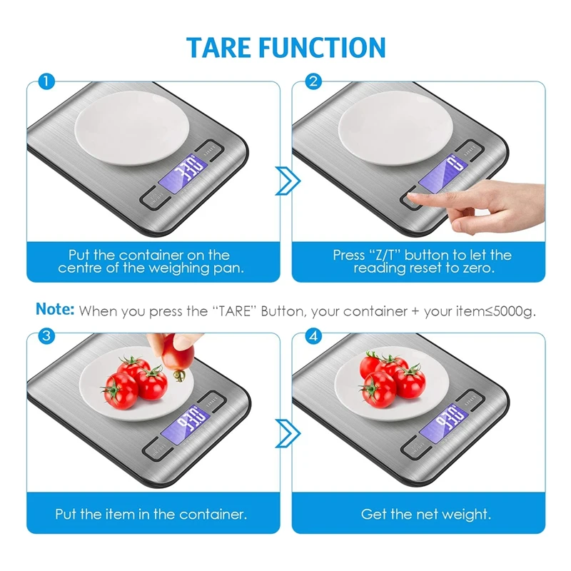 Цифровые кухонные весы 11 фунтов/5 кг пищевые из нержавеющей стали с Usb