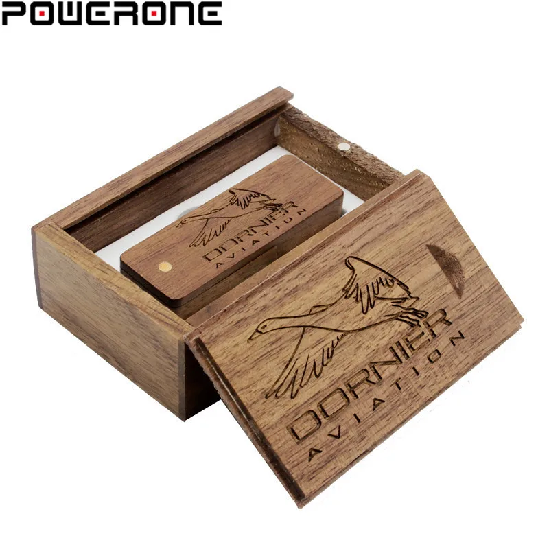 POWERONE (Бесплатный Пользовательский логотип) Деревянный usb + коробка USB флэш