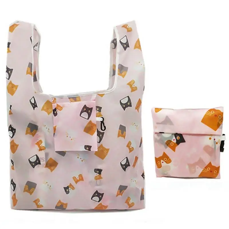 

1pc Foldable Shopping Bags Polyester Reusable Groceries Tote Eco-Friendly Household Washable Reusable Storage Bag Bolsa Plegable