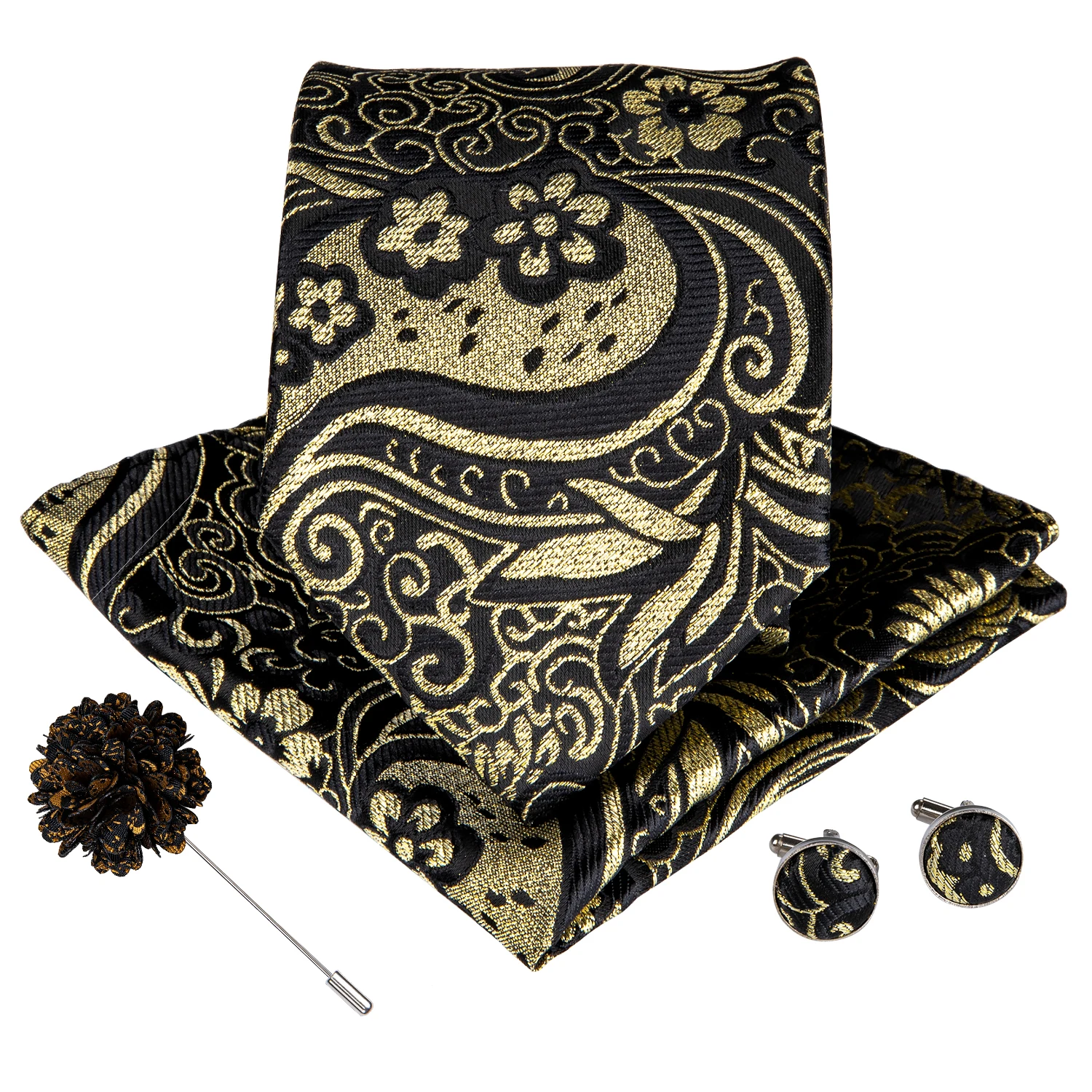 Мужской галстук носовой платок запонки DiBanGu 4 шт. в комплекте роскошные