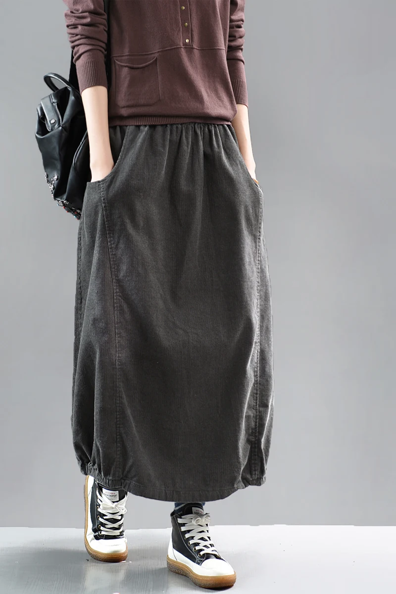 Осенне зимняя женская юбка с эластичной резинкой на талии облегающая ретро