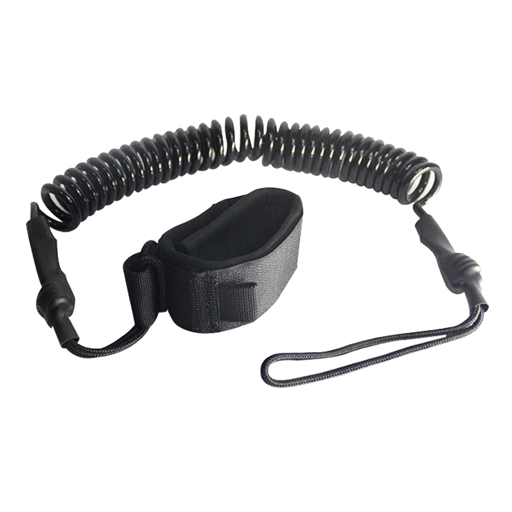 

10' Coiled SUPs Surf Leash/Leg Rope Elastic Surfboard Ankle Strap with Padded Wrist Wrap Black