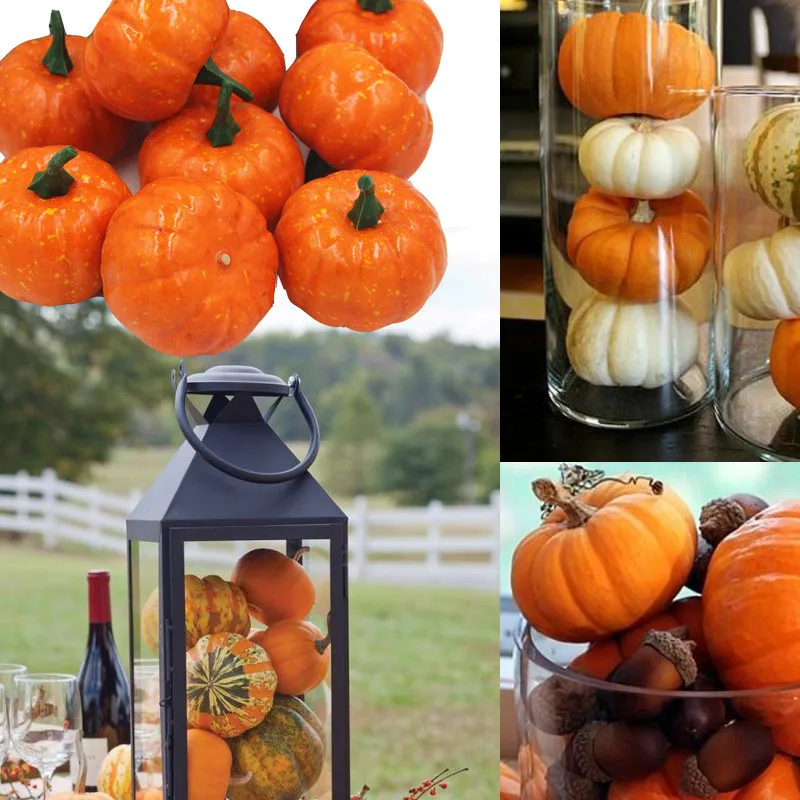 

16Pcs Artificial Pumpkins Foam Pumpkins Kids' Toys Kitchen Squishy Food Pretend Fake Foam Halloween Party Dining Room Decoration