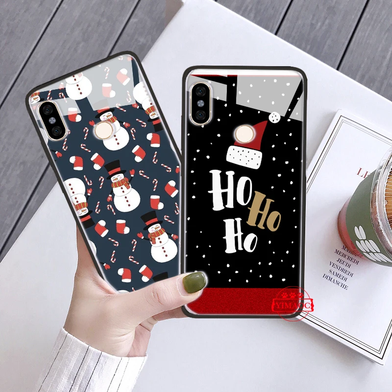 Beautiful Christmas Socks Deer Glass Case for Xiaomi 8 Lite 9 A1 A2 5X 6X F1 Redmi 4X 6A Note 5 6 7 Pro |