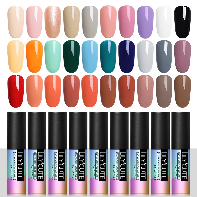 LILYCUTE 5 мл Гель лак для ногтей полуперманентный отмачиваемый УФ гель стойкий