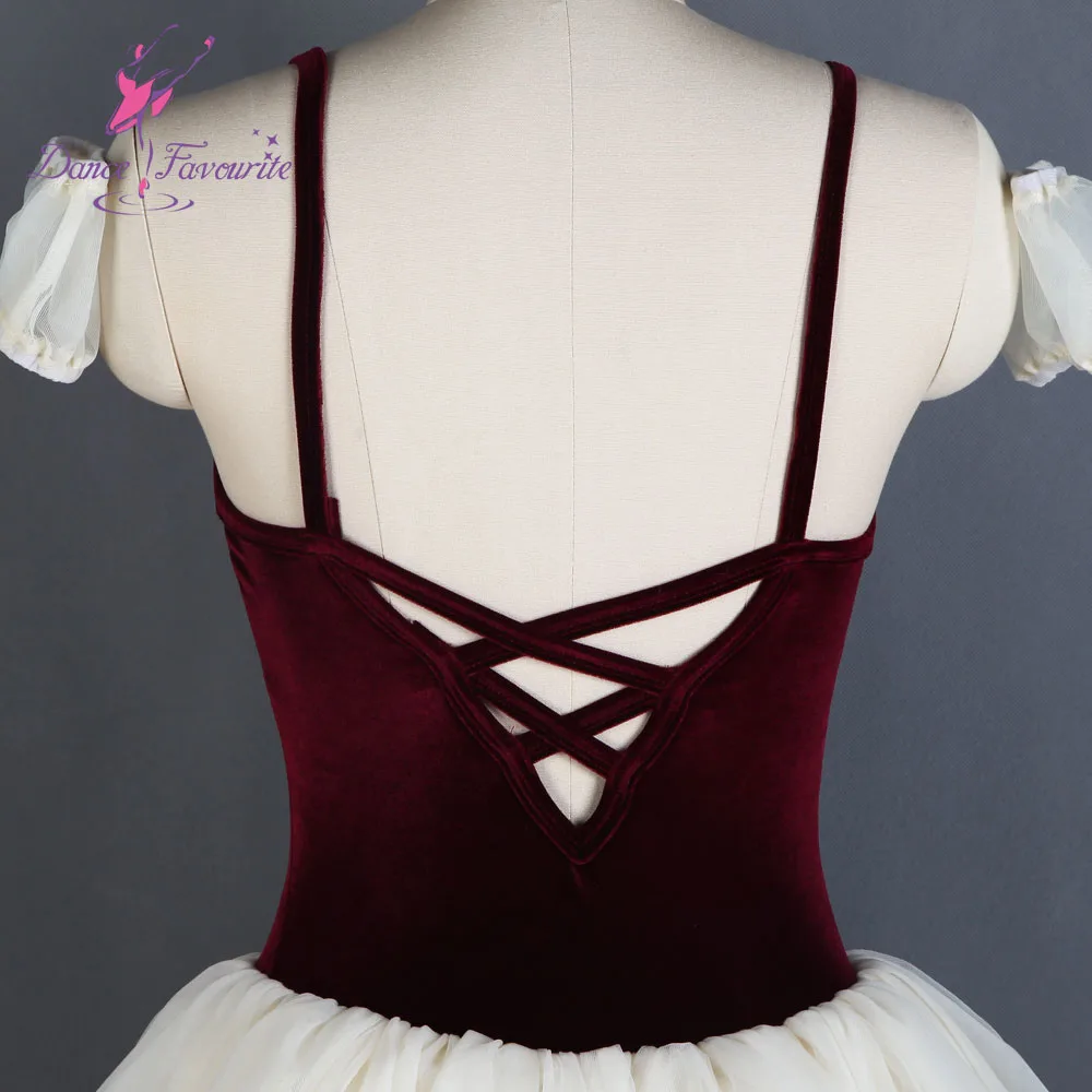 Burgundy velvet top bodice Ballet Costumes Ivory tulles with ribbon tutu Romantic Tutu Girl and women ballet | Тематическая одежда