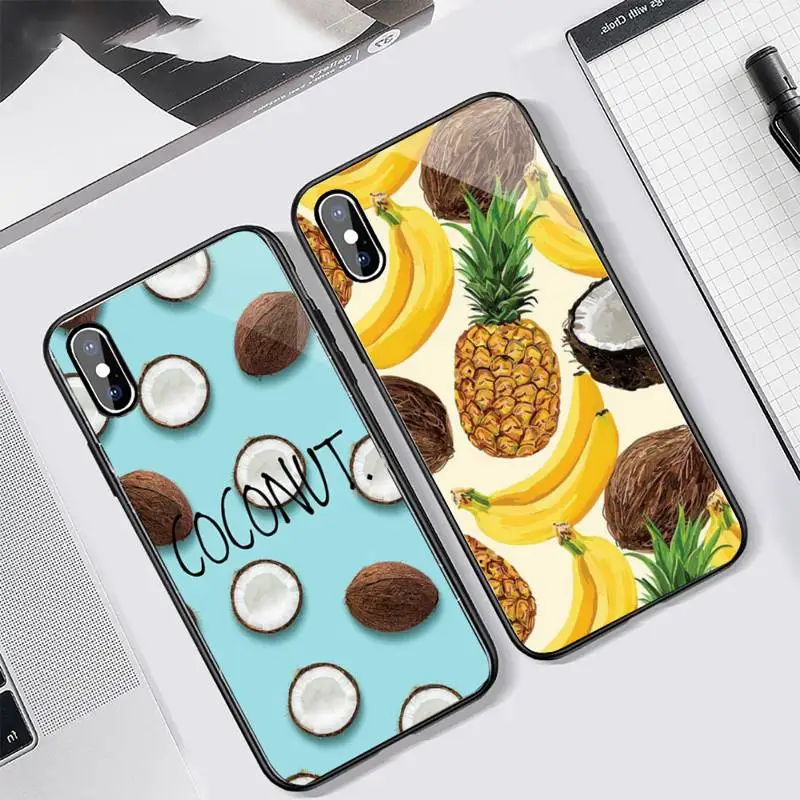 

summer cool coconut Phone Case Tempered glass For iphone 6 7 8 plus X XS XR 11 12 13 PRO MAX mini