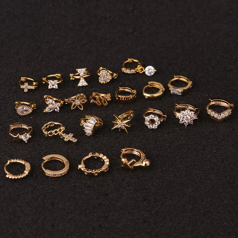 1 шт. микс милые мини 5 мм круги медный хрящевой обруч для ушей золотой цвет