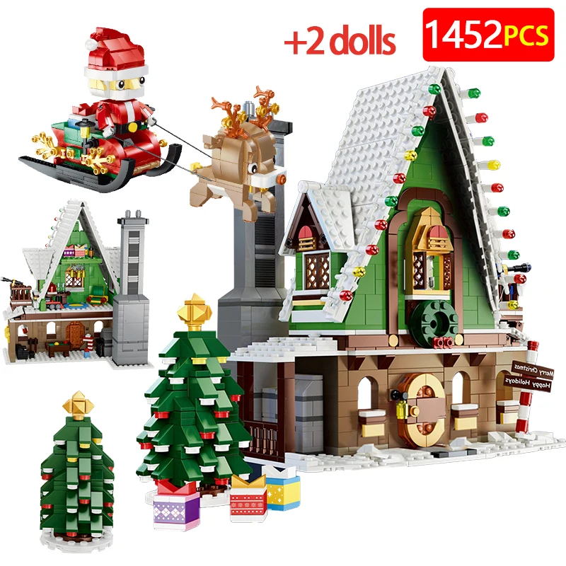 

1452pcs City Winter Snow House Santa Claus Building Block Snowmobile Christmas Tree Figures Bricks Xmas DIY Toy for Children