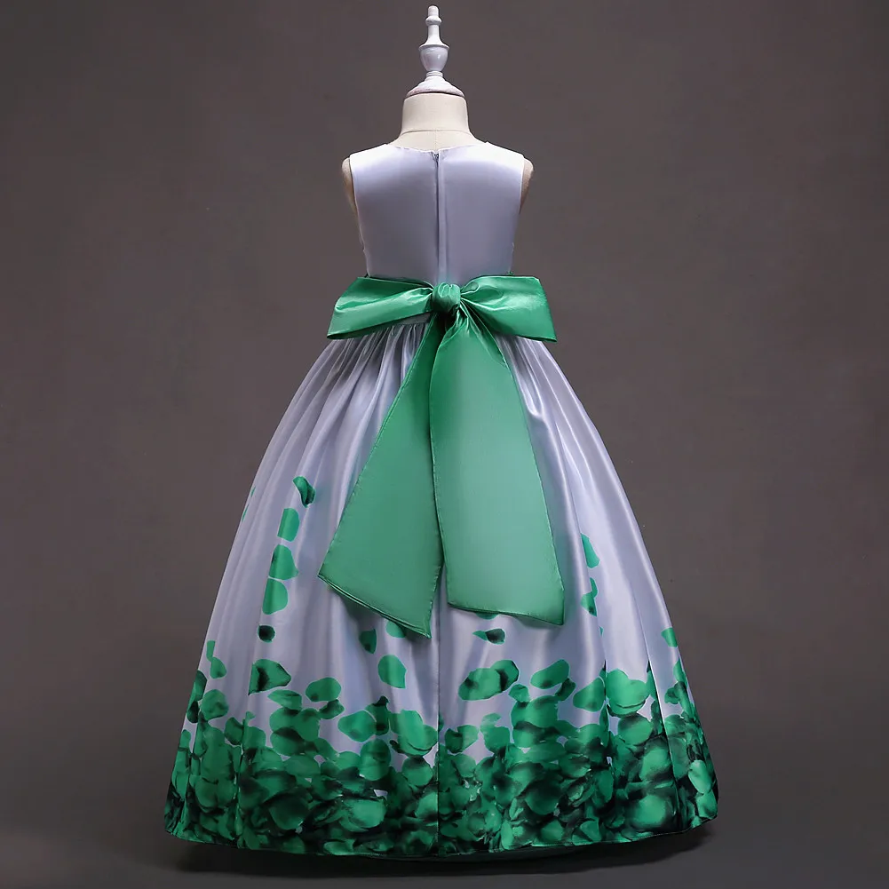 Без рукавов длинное платье с цветочным узором для девочек Размеры 5 Для детей 12–14