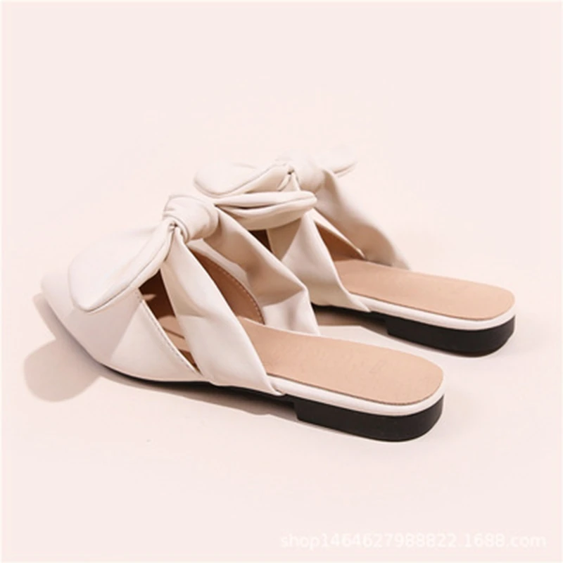 

REAVE CAT New 2021 Ladies Slippers Pointed Toe Flat Bowtie Concise Classic Sweet Slip-On Big Size 40 Casual Outdoor A3572