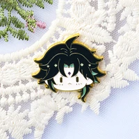 genshin impacts xiao enamel pin kawaii cute cartoon long hair boy medal brooch anime video game fans badge jewelry gift