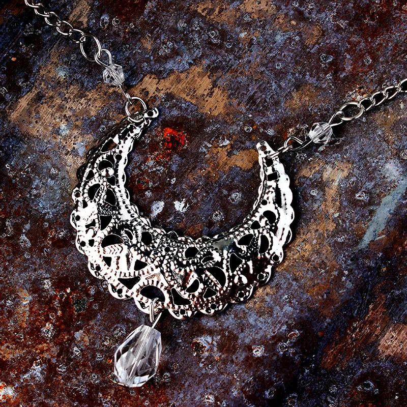 Женская повязка на голову в богемном стиле с кристаллами и полумесяцем |