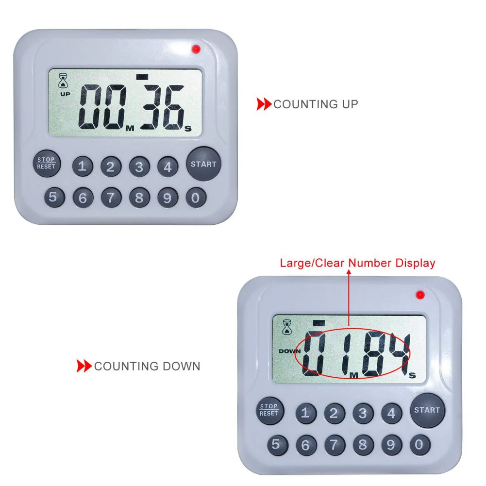 Работающий от батареи настольный ЖК экран кухонный таймер отсчитывает для