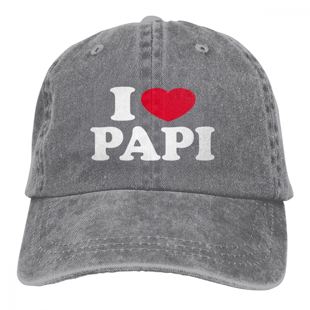 I Love Papi Casquette черные унисекс Мужские Женские джинсовые бейсболка с ремешком кепки