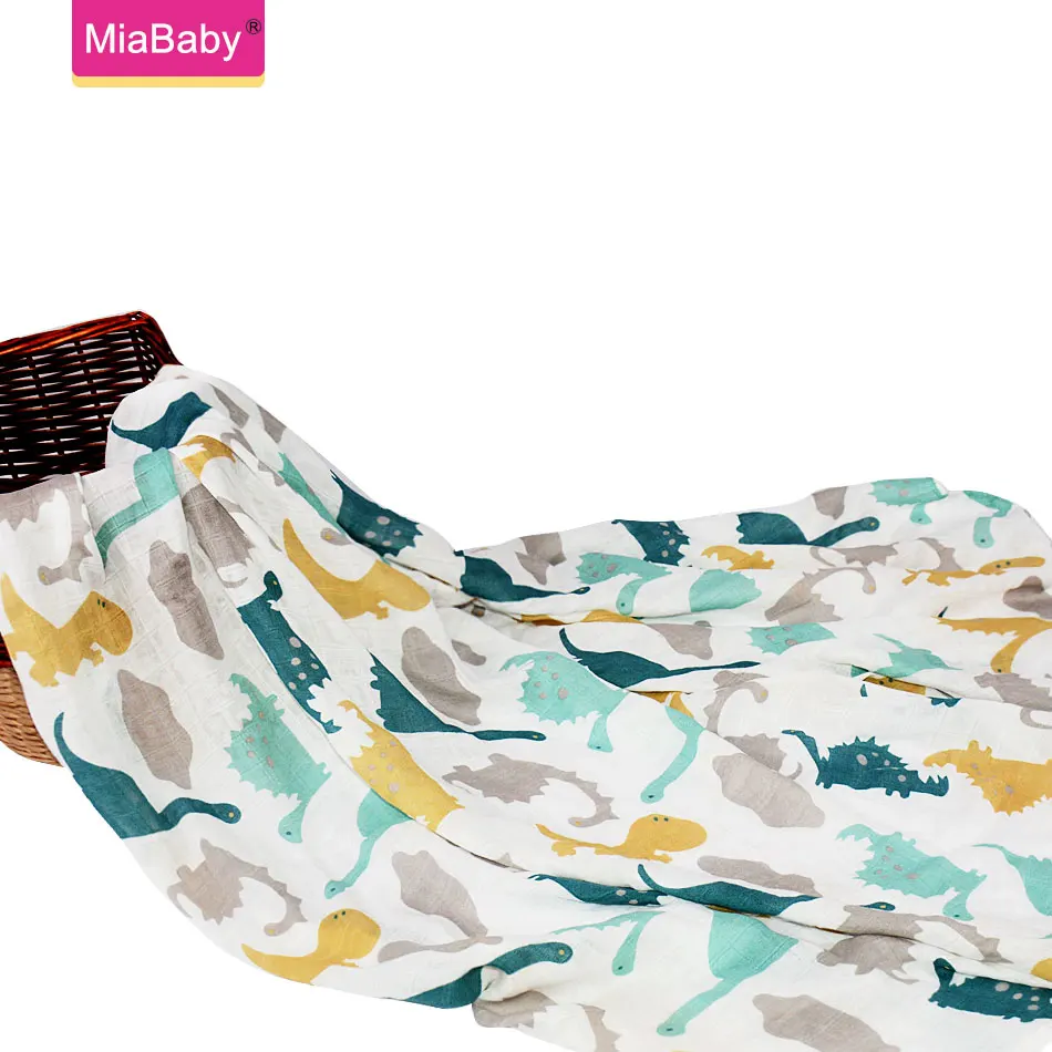 Муслиновое одеяло Miababy из бамбука и хлопка детские пеленки мягкое для