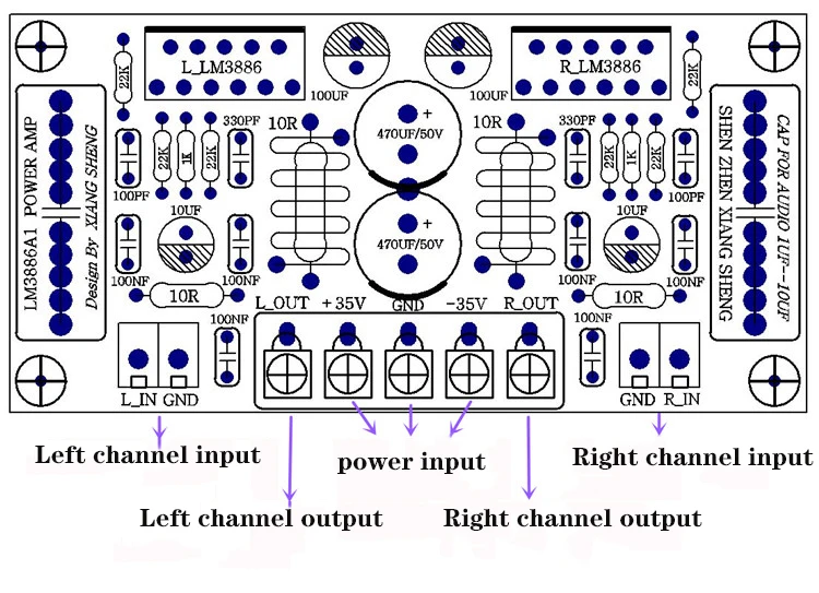 68 Вт + 2-сторонняя Плата усилителя мощности LM3886 комплект для самостоятельной
