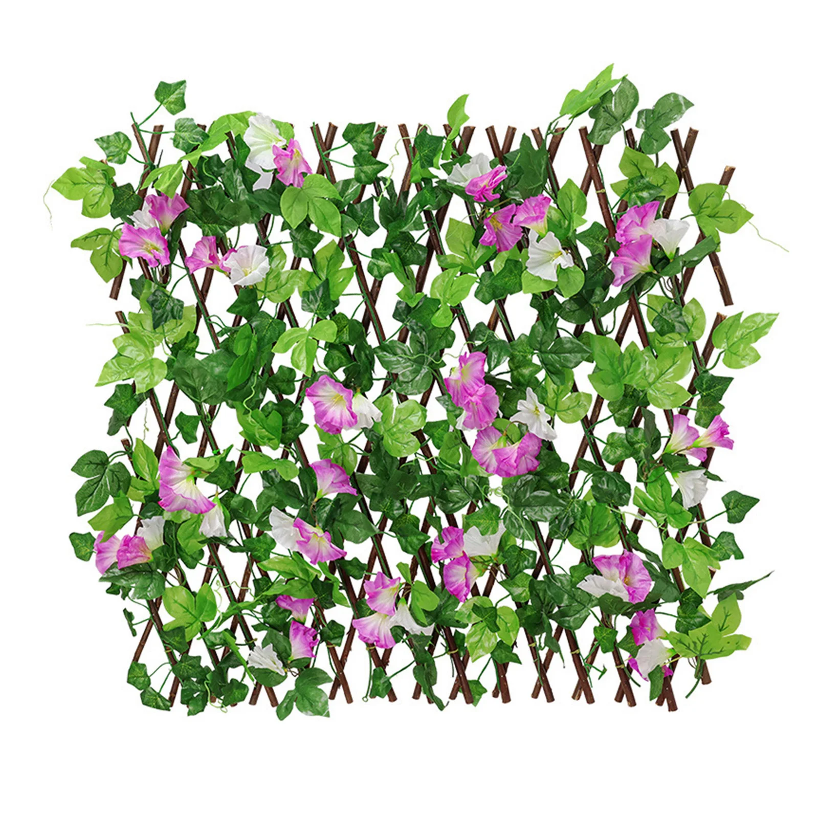 

Wooden Hedge with Artificial Flowers Leaves Garden Decoration Screening Expanding Trellis Privacy Screen Retractable Fence