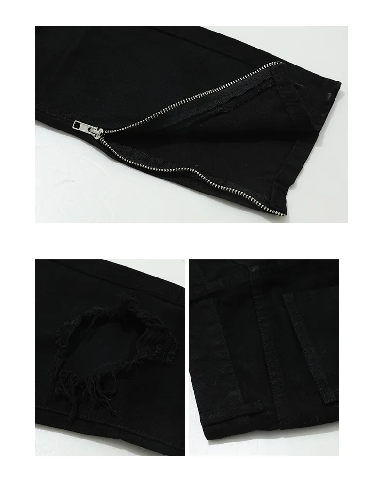 

IEFB Men's Clothing Korean Men's Black Jeans Slim Leggings Denim Trousers Knee Hole Trousers Fashion Bottoms 2021 New 9Y7790