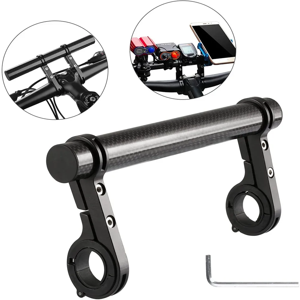 

20CM Bike Handlebar carbon fiber Double Bicycle Handlebar Extension Bracket for Holding Motorcycle E-Bike Lamp Speedometer Phone