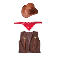 umorden kids child west cowboy costume cowgirl cosplay vest hat scarf 3pcs set halloween purim party fantasia dress up
