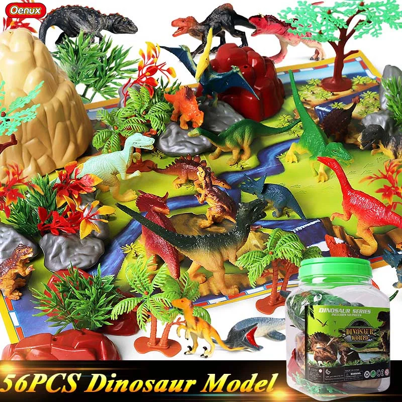 

Динозавры юрского периода Oenux, 56 шт., T-Rex Pterodactyl Pachycephalosaurus, модели животных, фигурки, игрушки для детей, подарок с коробкой