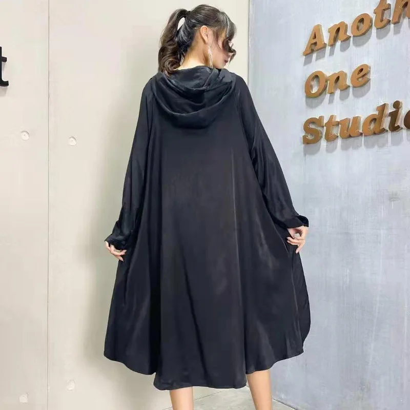 

Vefadisa Spring Letter Printed Women Dress 2021 Hooded Irregular Women Dress Long Sleeve Mini Dress Pullover Black QYF5296