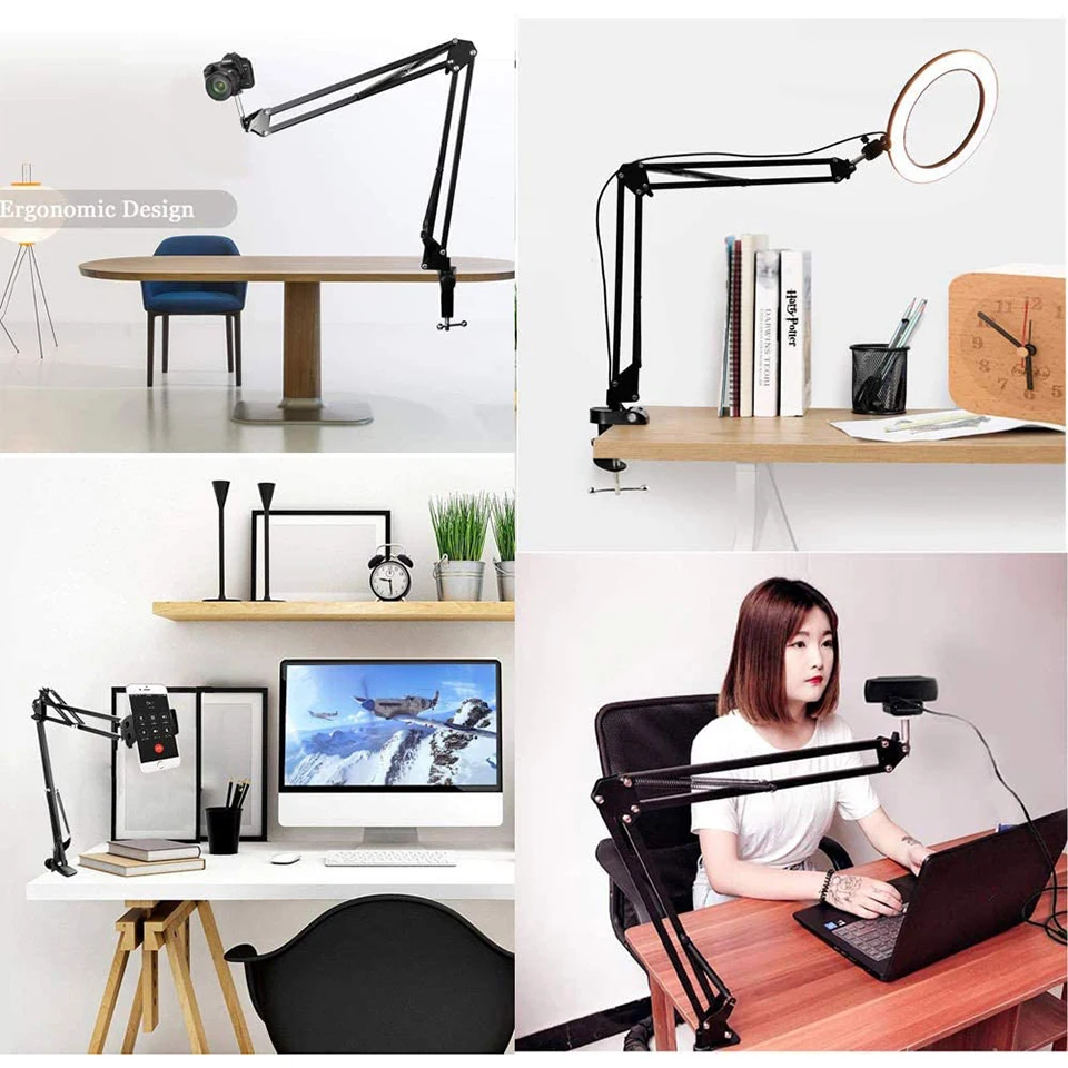 RGB Color Soft Ring Light With Desk Long Arm Tablet Tripod Photography Lighting Selfie RingLight Circle Lamp Phone Holder Stand |
