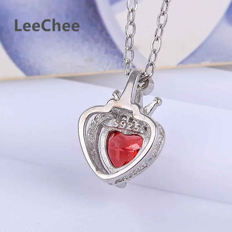 LeeChee 100% подвеска в форме натурального граната 0 5 карат Настоящее серебро 925 пробы