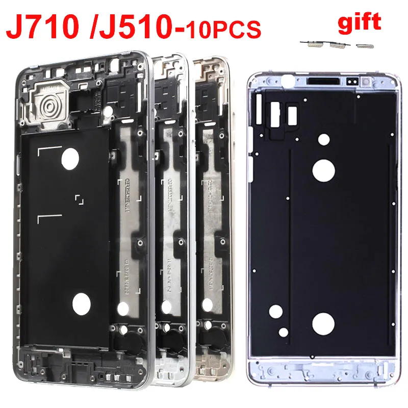 

10 шт. для Samsung Galaxy J5 J7 2016 J510 J710 J510F J710F ЖК передняя рамка корпус средняя шасси + Боковая кнопка громкости питания