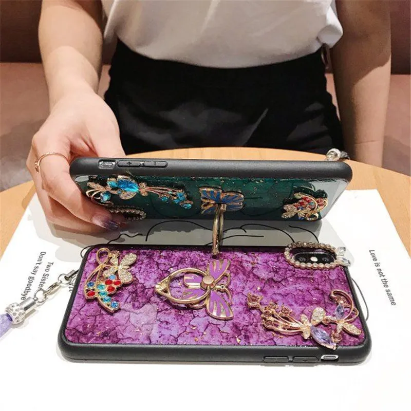 Бабочка стразы чехол для iPhone XS Max 11 Pro 8 кролик волос держатель 7 Plus 6 6s XR X |