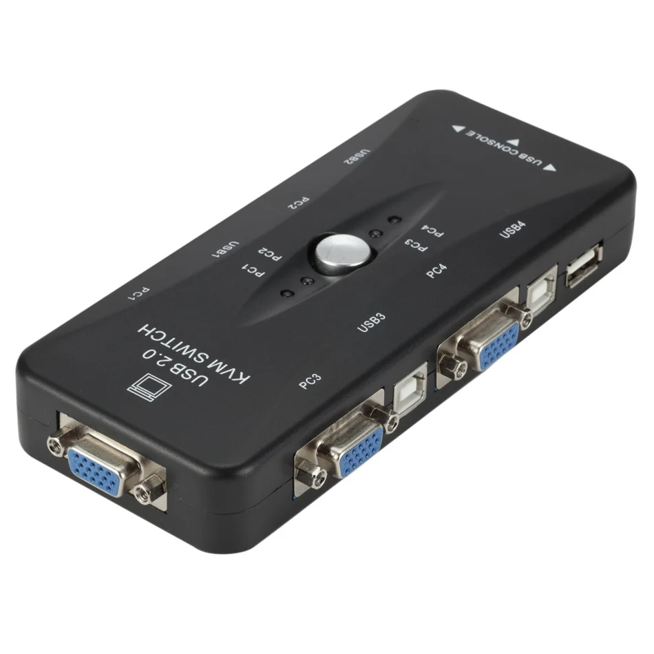 WVVMVV 4-портовый kvm-переключатель USB 2 0 VGA разветвитель для принтера мыши