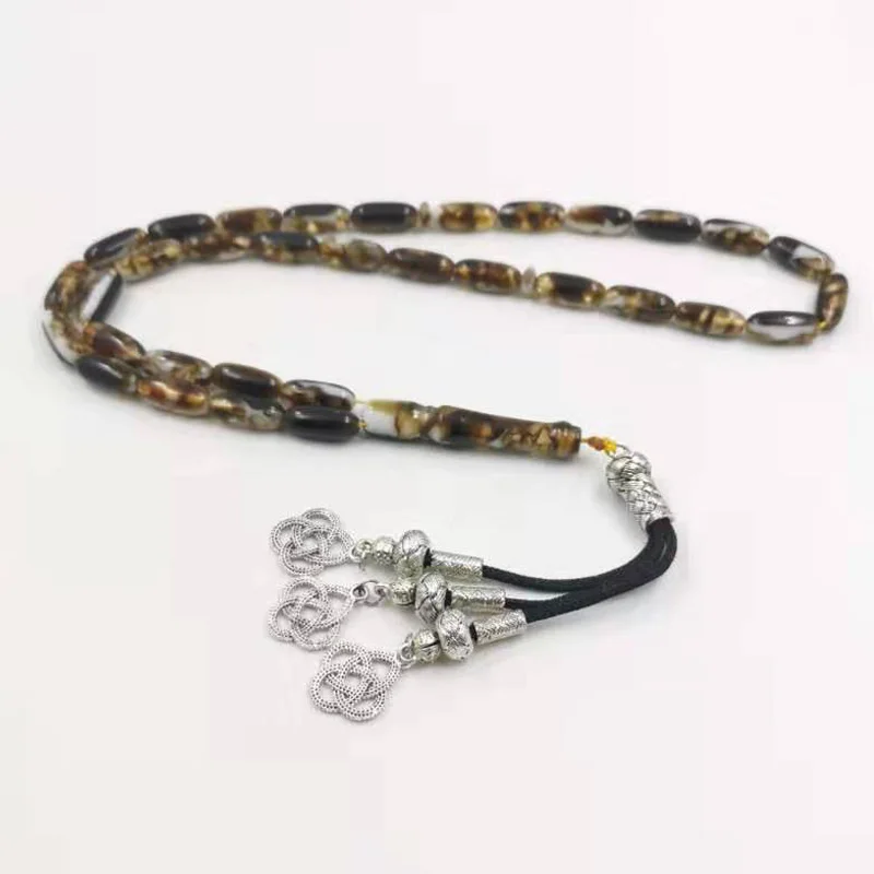Черно-белая Смола Tasbih 33 мусульманская мисбаха молитвенные бусины специальный