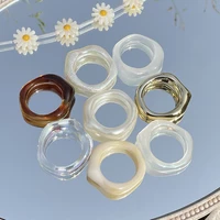 new white resin acrylic gradient color rings for women plastic ring brown metal gold ring 2021 fashion trend jewelry