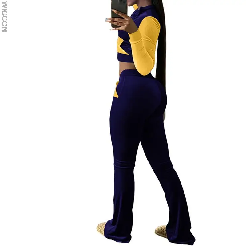 

Женский комплект из 2 предметов, повседневная куртка на молнии с длинным рукавом, пальто для пробежек, широкие брюки, костюм, осенний спортив...