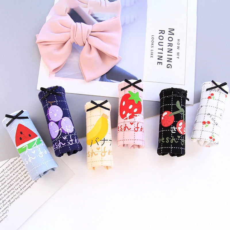 1 пара летние модные женские трусики хлопковые трусы с принтом фруктов Kawaii Милые