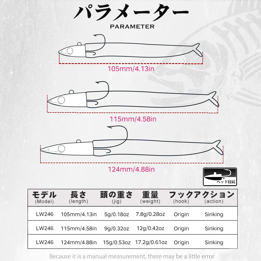 Hunthouse Black Minnow Soft Lure JIG Head Minnow Fishing 105mm/5g 115mm/9g 124mm/15g Easy Shiner Swimbaits Double Color Bass GT