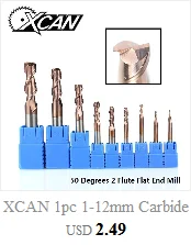XCAN 1 шт. 1-12 мм нано синее покрытие 2 Флейта плоский концевой фреза 50 градусов Карбид Концевая фреза ЧПУ фреза