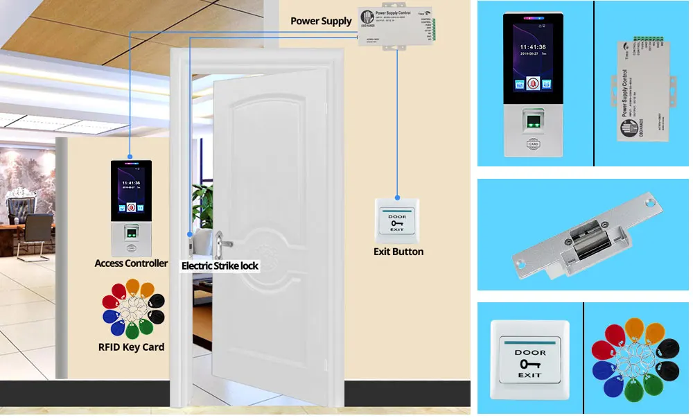 OBO RFID система контроля доступа комплект отпечатков пальцев биометрический сенсорный Электрический магнитный замок Болт Strike дверные замки USB Время посещаемости